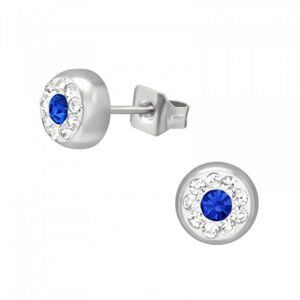 Blue Crystal Stainless Steel Stud Earrings – Hypoallergenic and Waterproof​